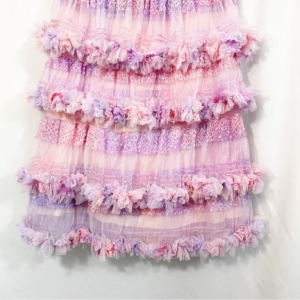 Ryan Lo Ruffle Lace Tiered Tulle Pastel Designer Skirt - Picture 6 of 8